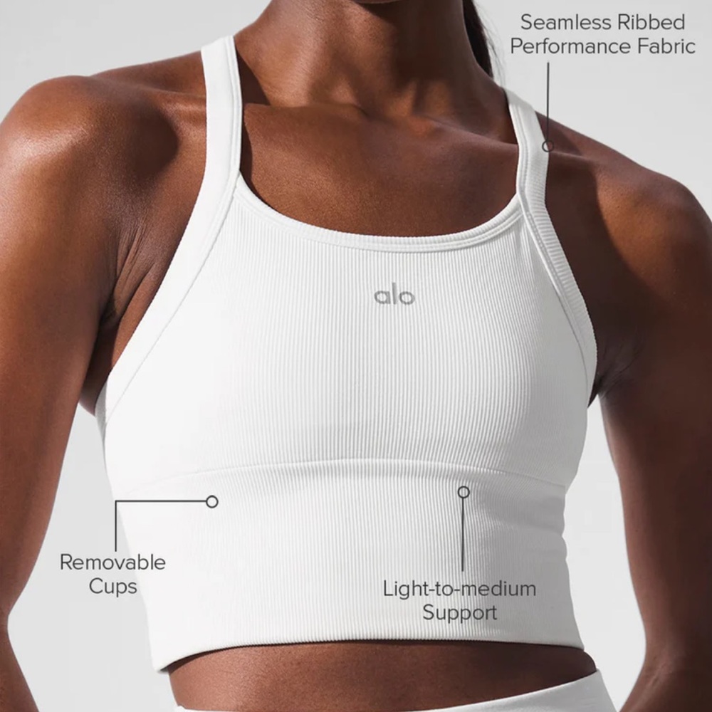 ALO Yoga White Ribbed Tank Top
